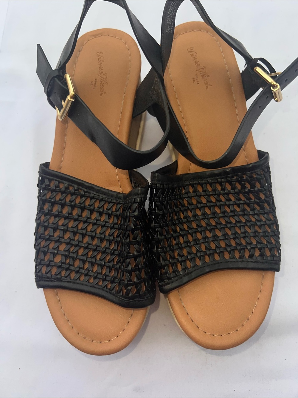 Woven Black Leather Slingback Sandals - Women